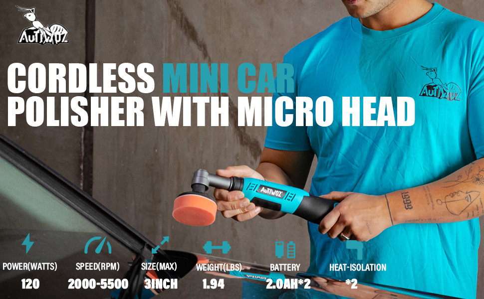 AUTIWOZ Cordless Mini Car Polisher Micro Scratch Remove Buffer Polishing Machine