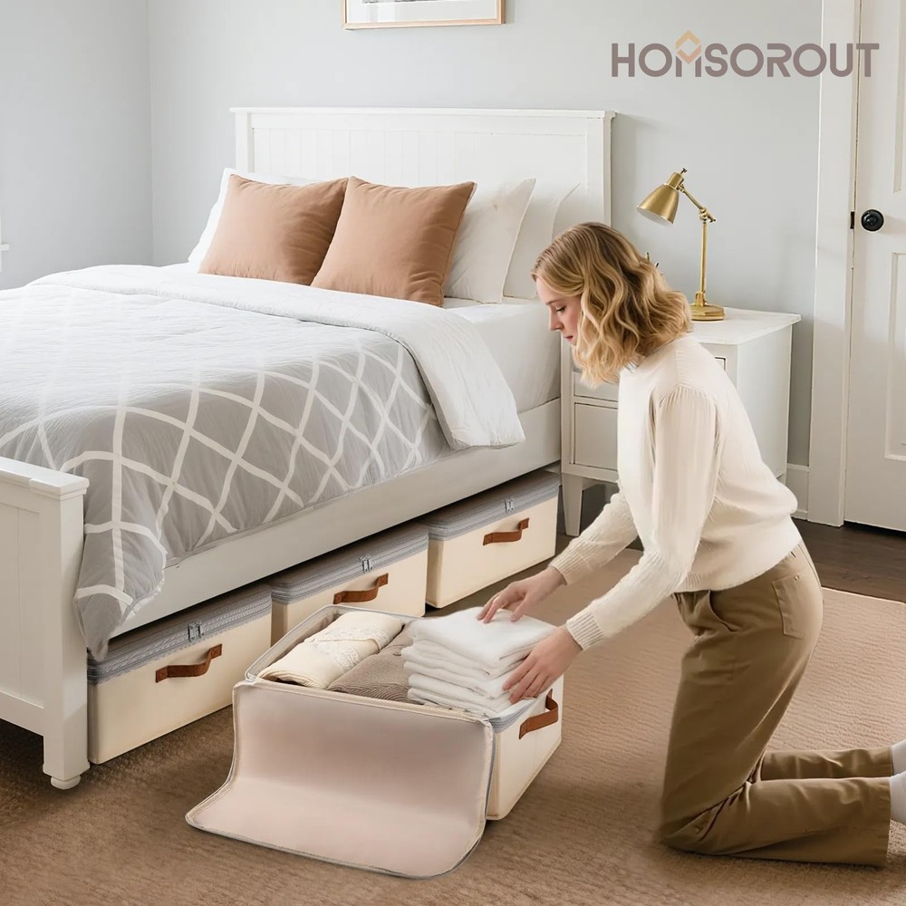 Large Closet Storage Bins - Compression Organizer Bins, Stackable Closet Orga...