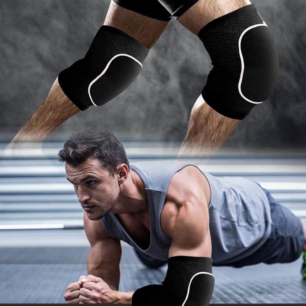 A Pair Elbow Pad, Breathable Adjustable Support for Men One Size, Black