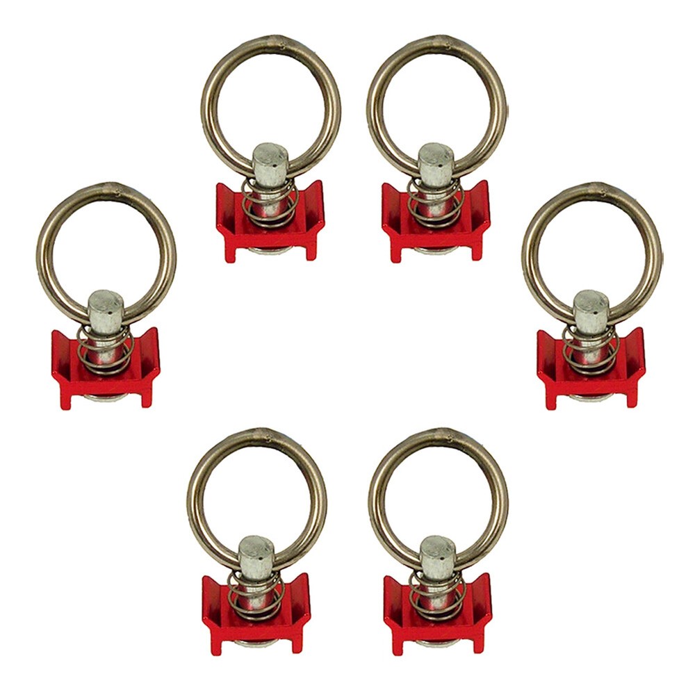 Pit Posse L Track Stud Ring Spring Loaded S Track Tie Down Anchor Red (6 pack)