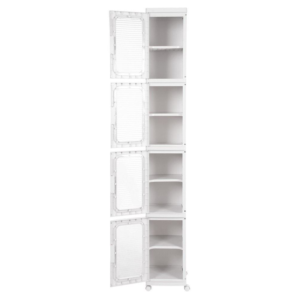 4-tier Narrow Slim Bathroom Storage Cabinet Mobile Storage Organizer White