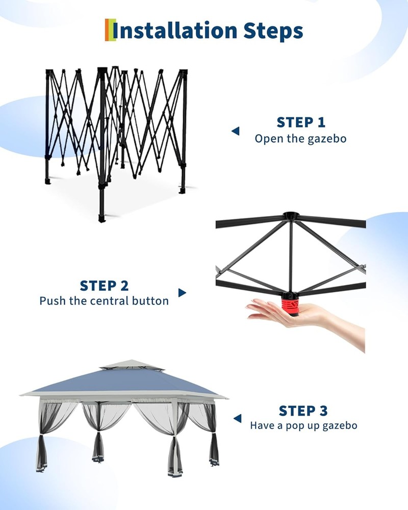 Navy Blue 12x12ft Pop Up Canopy Mosquito Netting