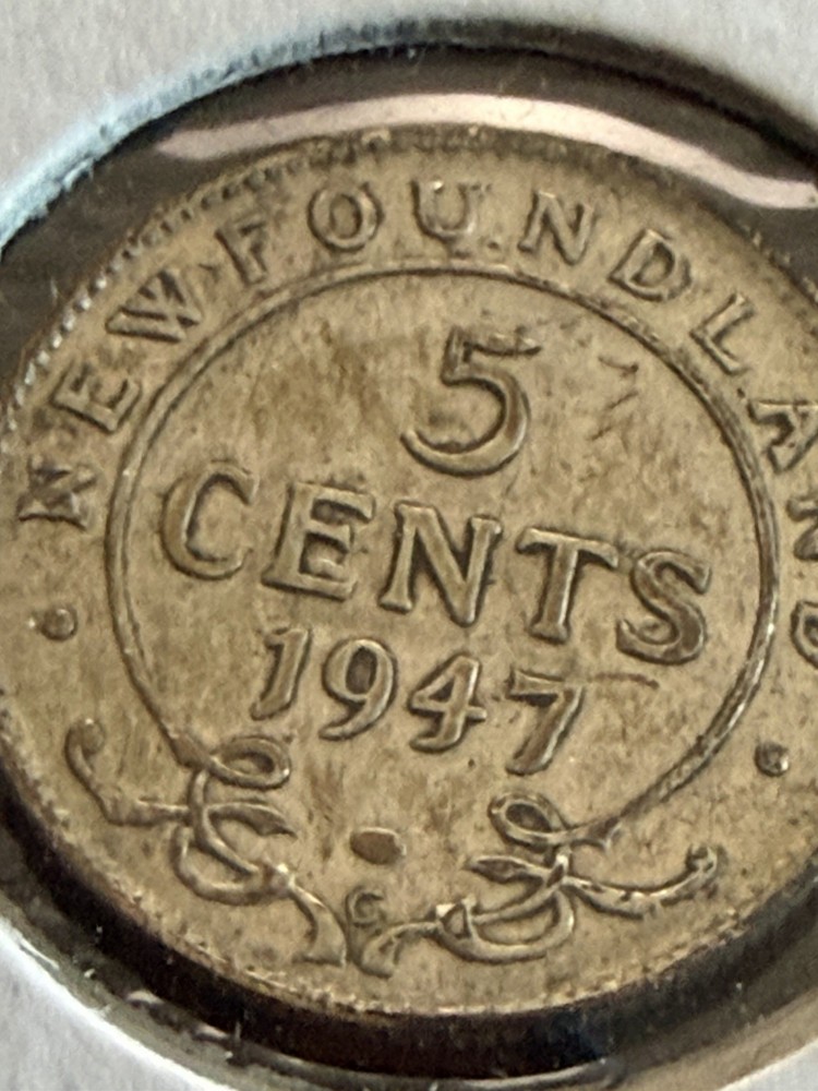 1947 C Newfoundland 5 Cents Silver Nice Grade