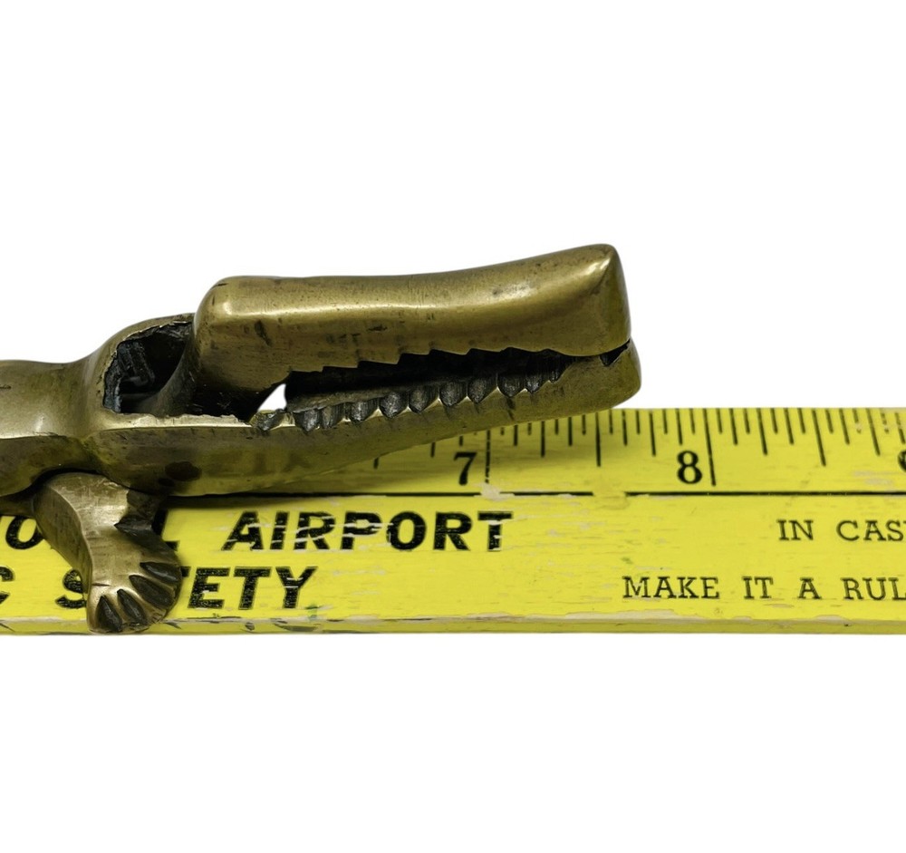 Vintage Brass Alligator Crocodile ￼Nutcracker 7.75”