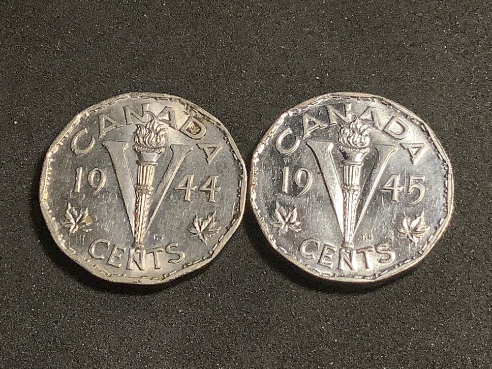 1944 & 1945 Canada 5-Cent Nickels - High Grade