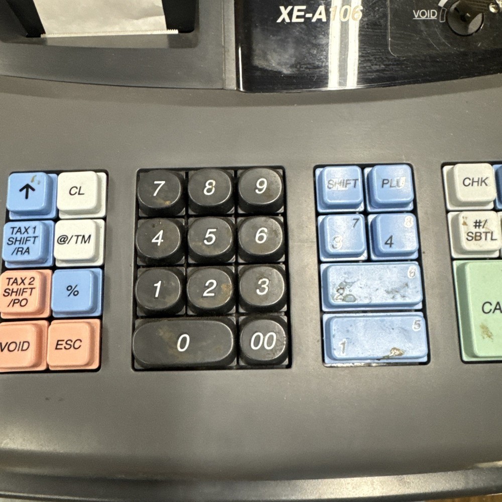 Sharp XE-A106 Electronic Cash Register With Operator & Drawer Key TESTED WORKS!