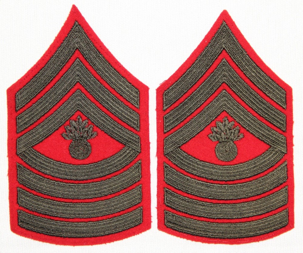 PAIR OF USMC E-9 MASTER GUNNERY SERGEANT CHEVRONS, STRIPES
