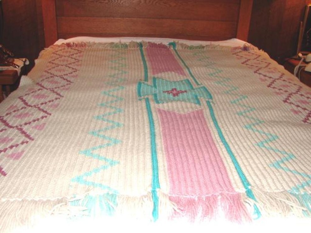 Multi-Colored South West design Handcrafted Crochet Afghan Throw Blanket