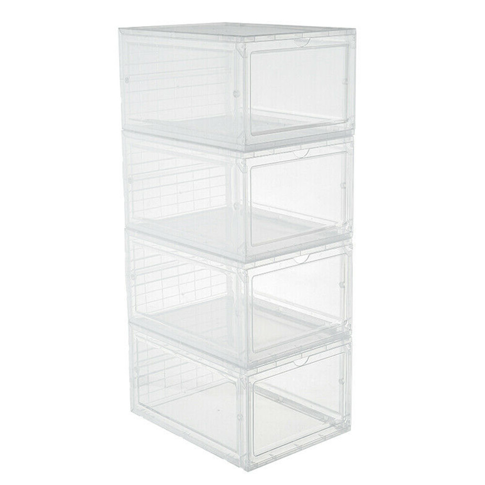 4/8/12pcs Magnetic Stackable Shoe Box Storage Sneaker Display Container, Clear