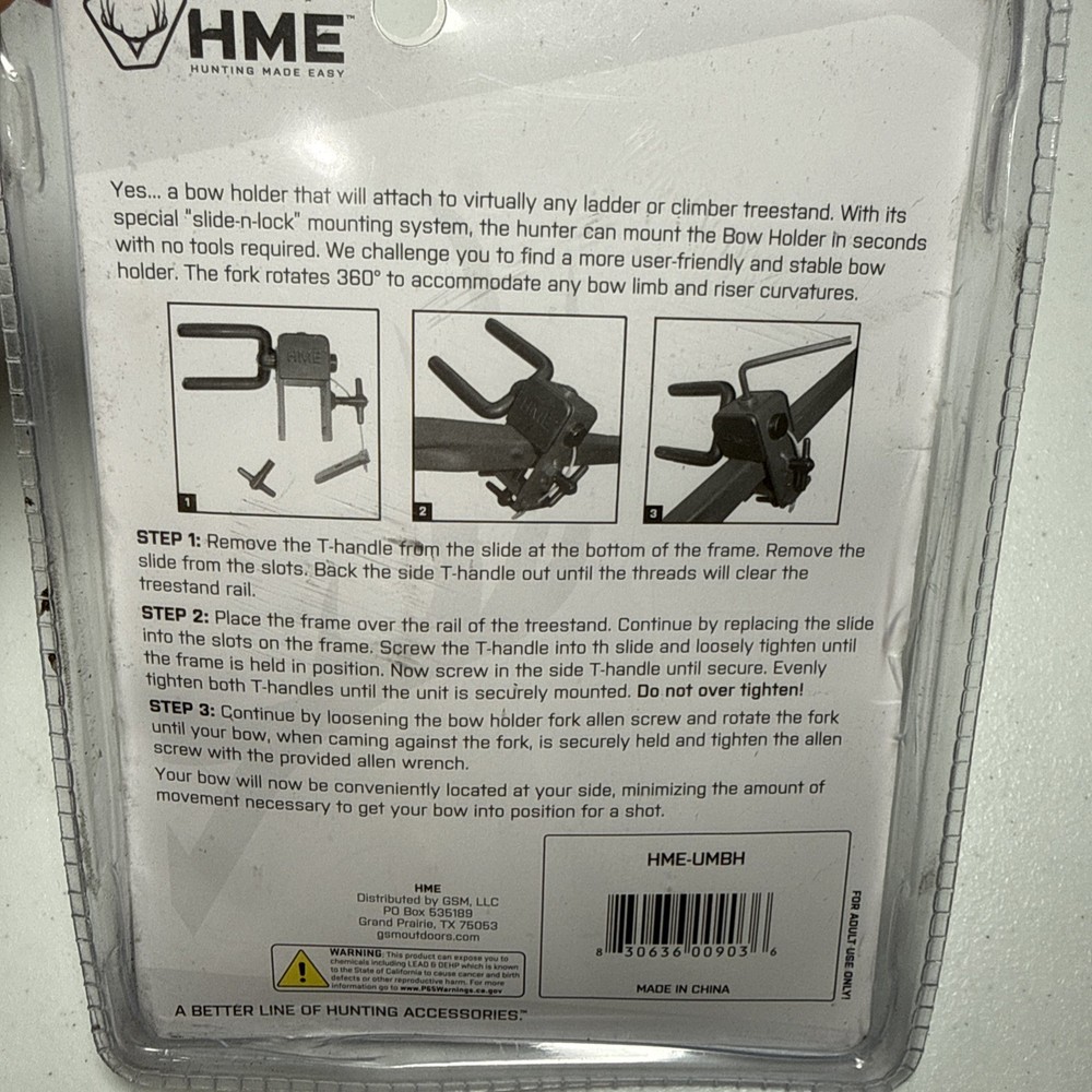 HME Universally Mountable Bow Holder. New in package