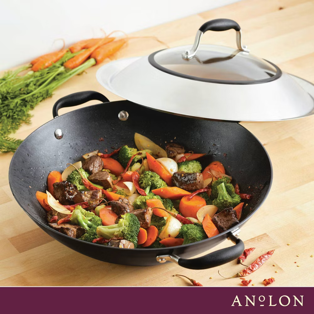 Anolon Advanced Home 14" Hard Anodized Nonstick Wok with Side Handle and