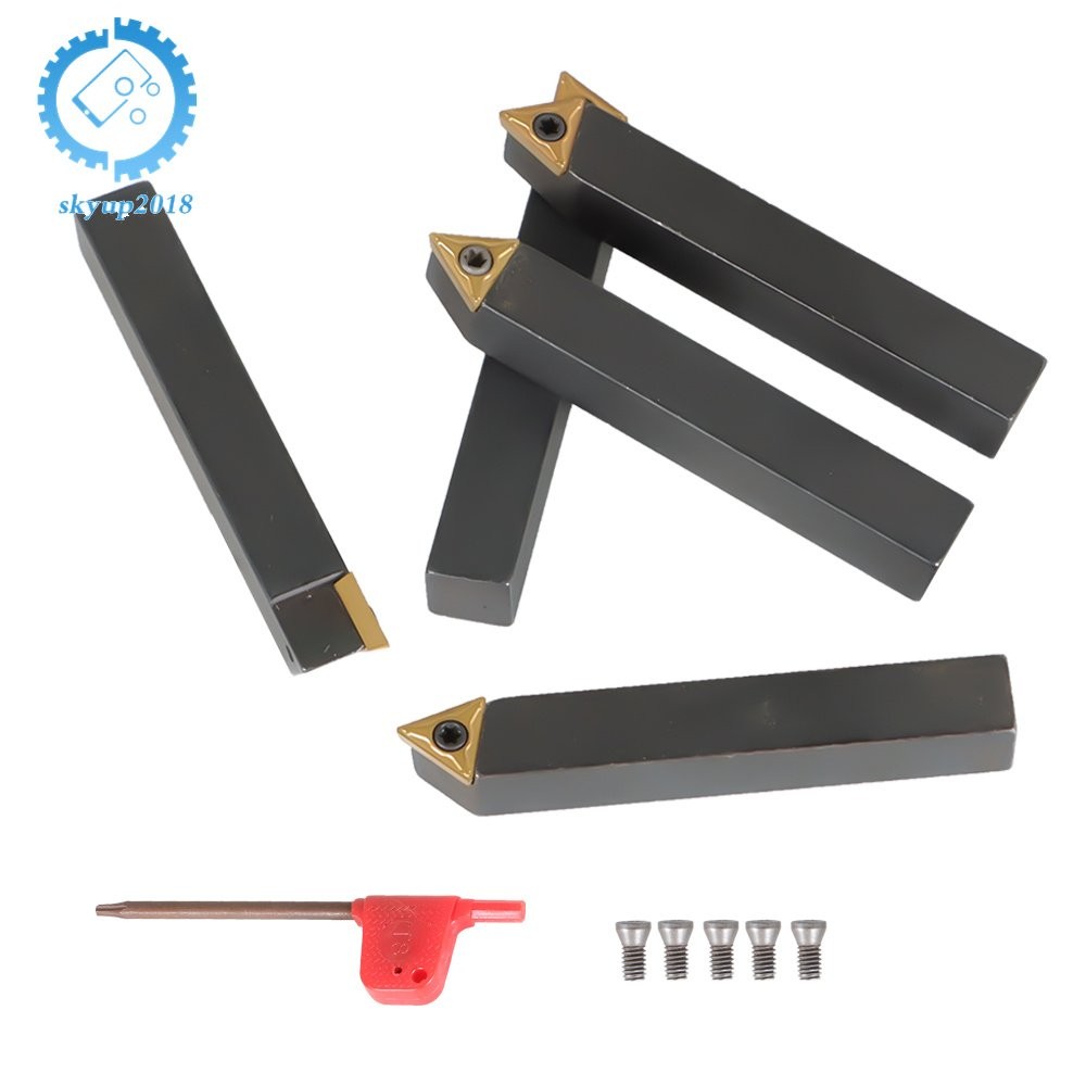 5 PACK 3/8" New Carbide Indexable Turning Tool Bit With Carbide Inserts