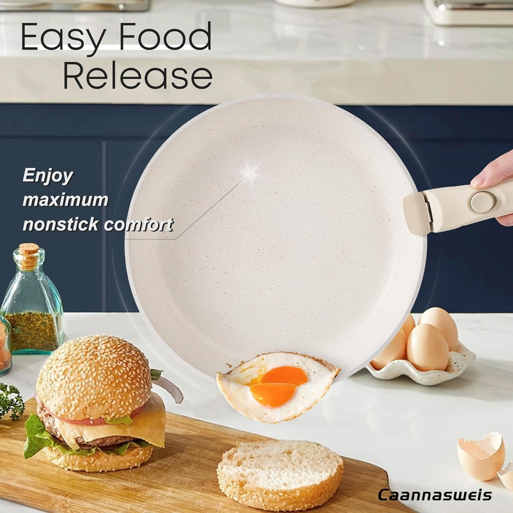 Detachable Nonstick Cookware Set - Stackable Induction Pots and Pans