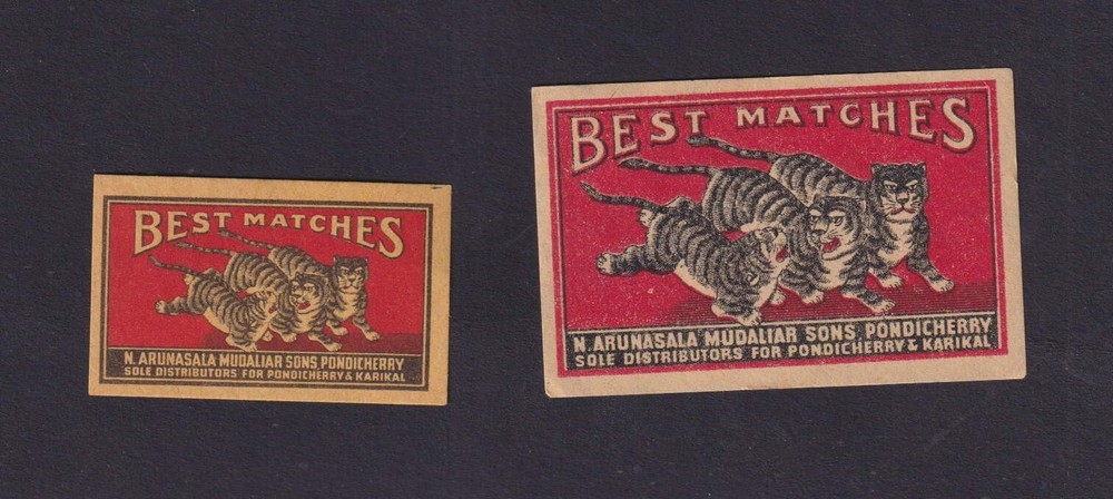 2    Old   Matchbox  label  China  BN20721730  Tiger