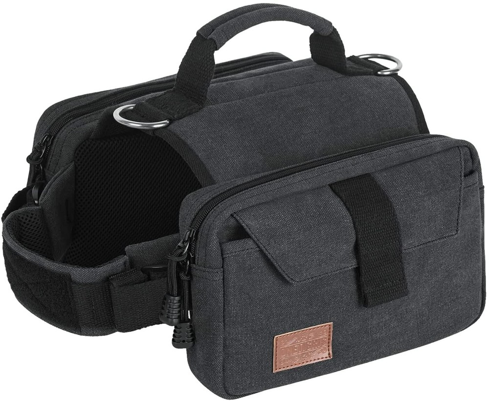 Dog Backpack, Dog Hiking Backpack, Hound Saddle Bag for Medium & Large Black M