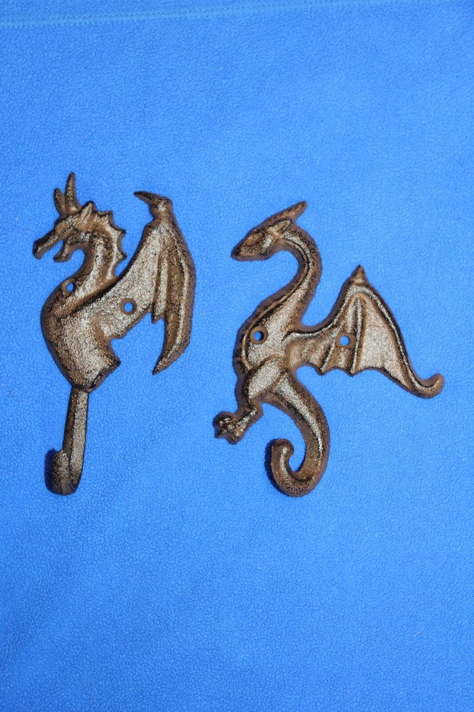 2-DRAGON WALL HOOKS,mythical,folklore, Medieval style,Gothic decor