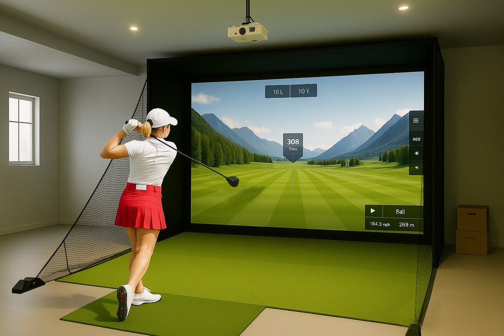 10FT Practice Golf Simulator Enclosure Net Training Aid Indoor Golf Screen Kit