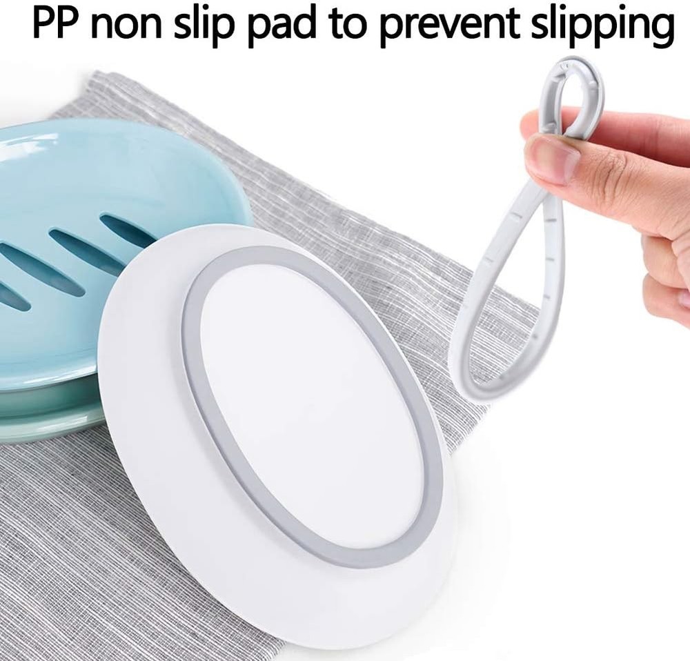 WYOK 2-Pack Soap Dish with Drain Holder Easy Cleaning Saver Grey