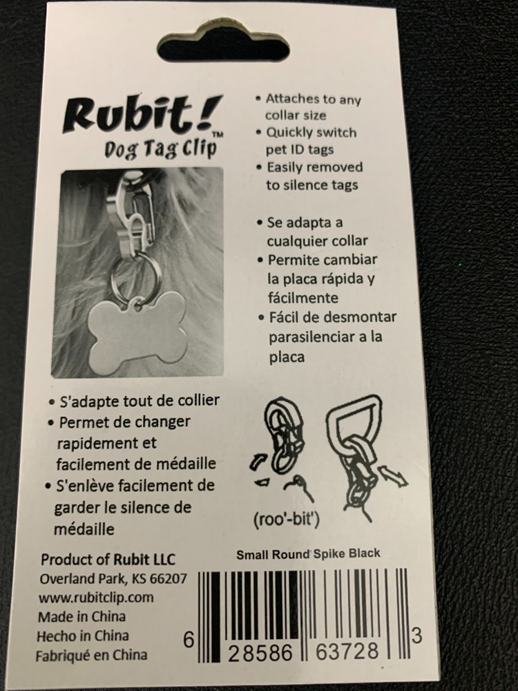 Rubit! Dog Tag Clip Small Round Spike