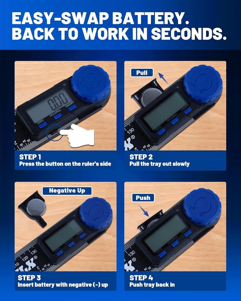 7 Inch Digital Protractor with LCD Display, 0-360° Angle Finder Tool Digital, Co