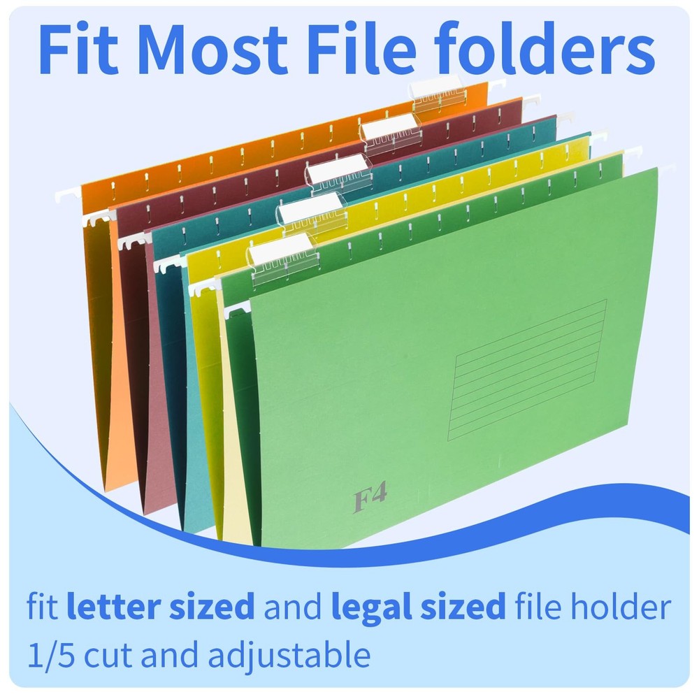 Hanging File Folder Tabs, 120 Pcs Tabs and 200 Inserts, Clea