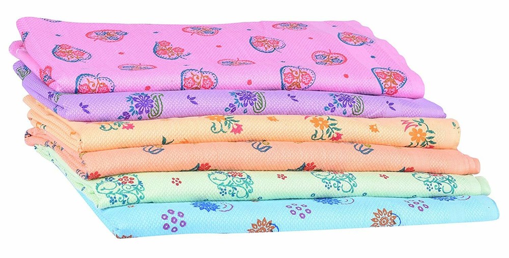 Printed Cotton Bath Towels Multi Color  6  Pack