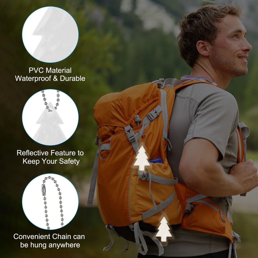 Reflective Keychain Tags, 6 Pcs PVC Reflector Key Ring, Silver-white