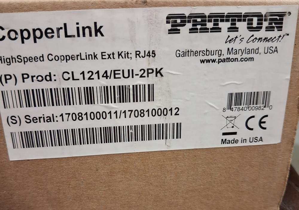 NEW! OLD STOCK -Patton Copperlink Ethernet Range Extender CL1214