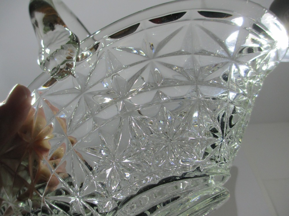 Clear thick glass basket shape planter, heavy