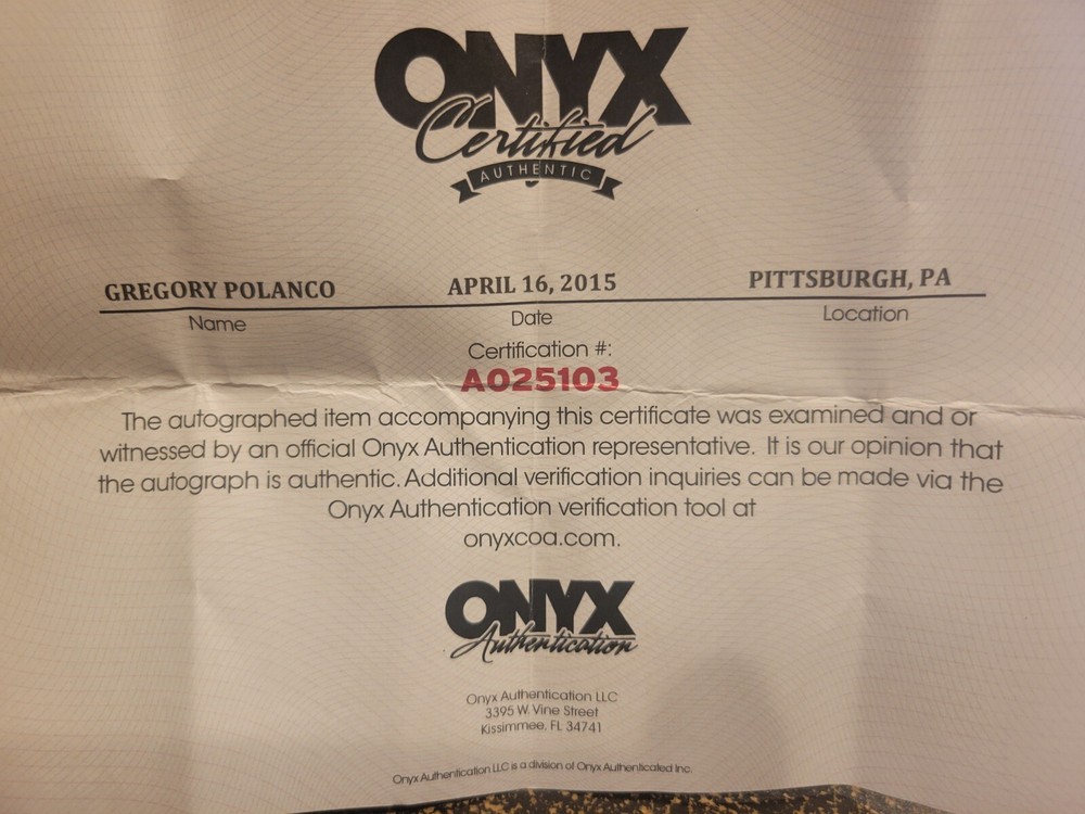 Gregory Polanco Autographed Baseball Rawlings Official MLB Onyx Authenticated
