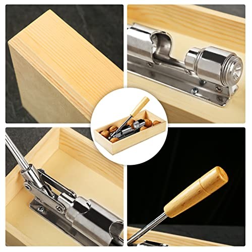 Heavy Duty Pecan Nut Cracker Tool with 4 Forks, Wood Handle Base with