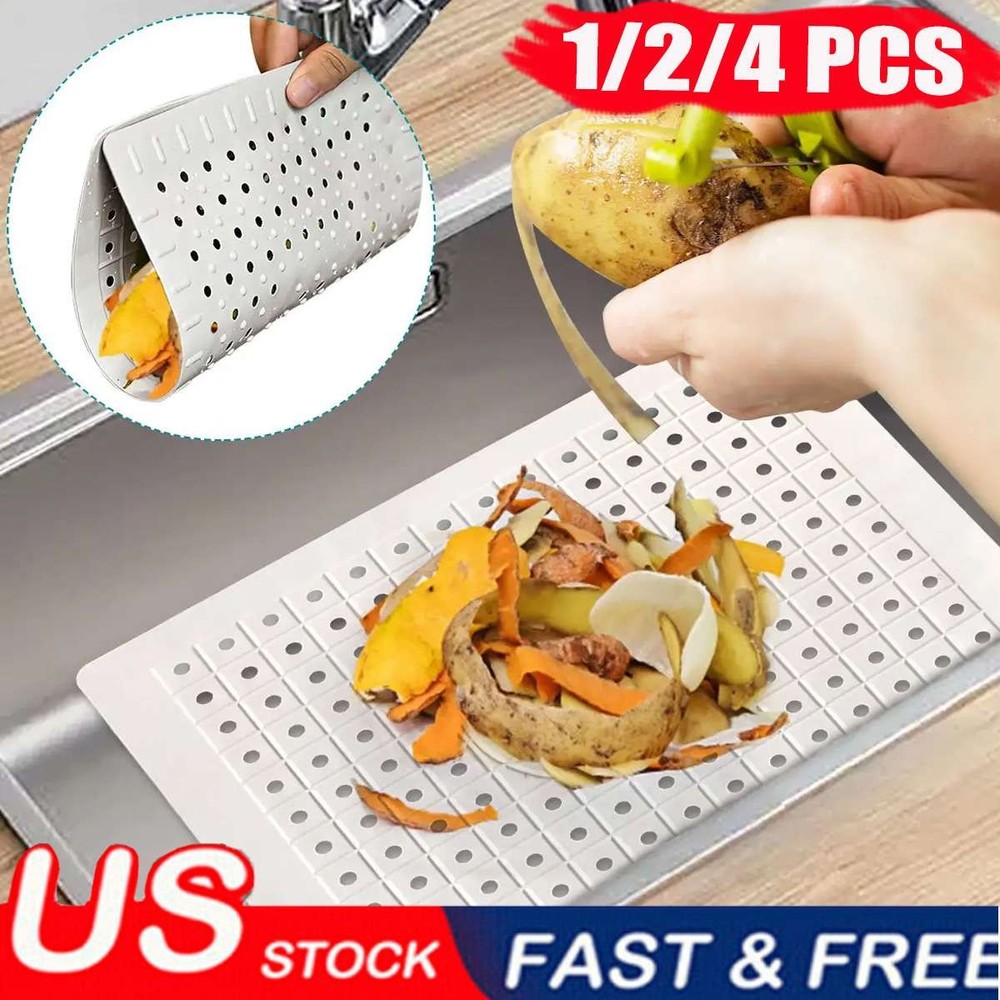 1-4 Pcs Kitchen Rubber Sink Mat  Drain Pad Counter Protector Non-Slip Mesh new