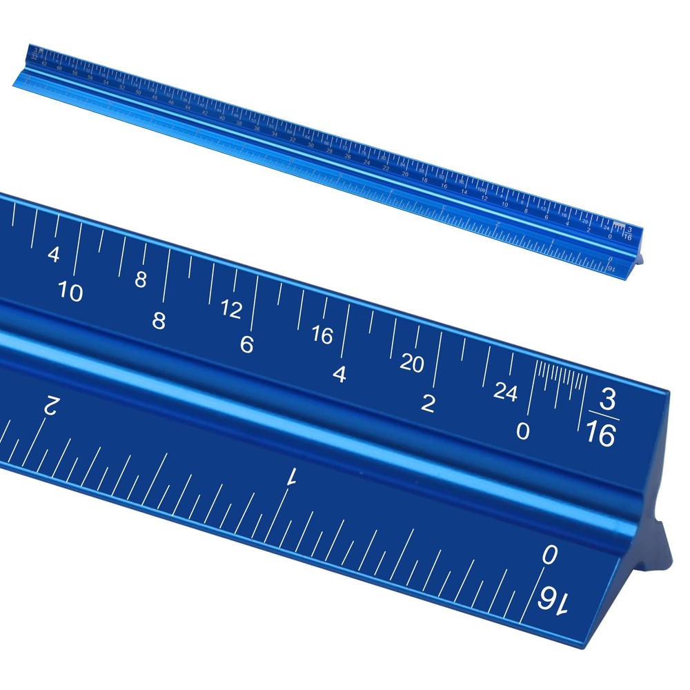 12 Inch Aluminum Triangular Scale Architectural Ruler for Blueprint Artists