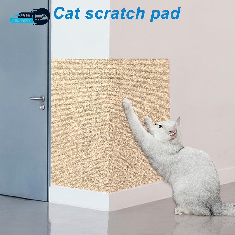 4 Pack Cat Scratch Mats 24”X16”, Self-Adhesive Trimmable Cat Scratching