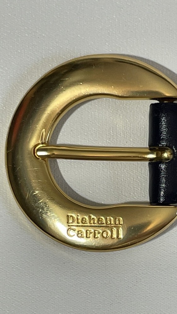 Diahann Carroll Vintage Women's Solid Dark Blue Leather Belt Size Large