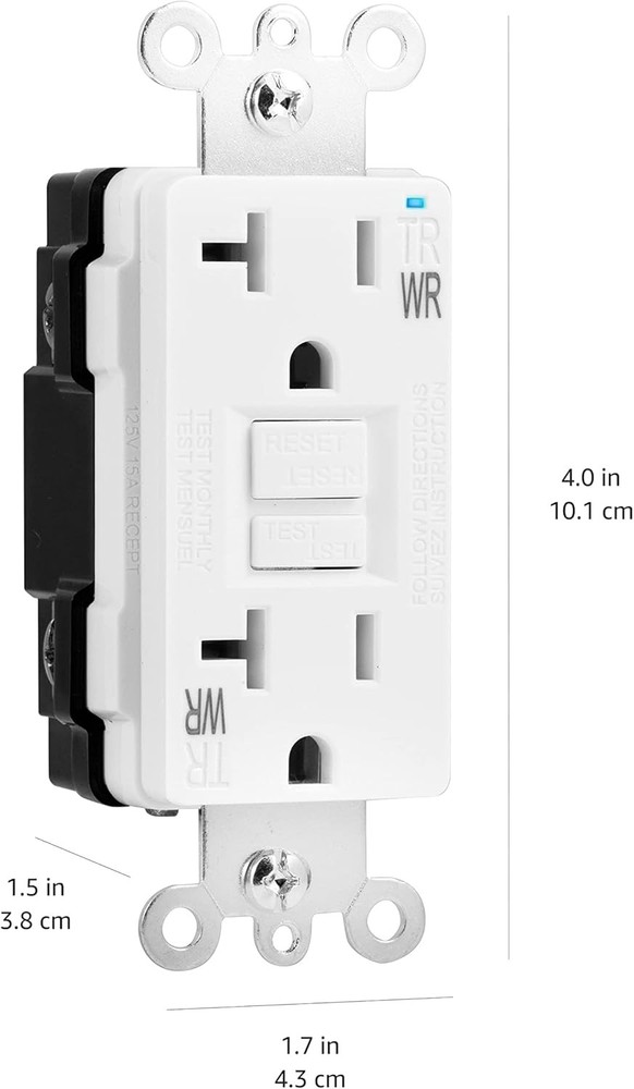 Amazon Basics Weather-Resistant GFCI Receptacle with LED Indicator, White