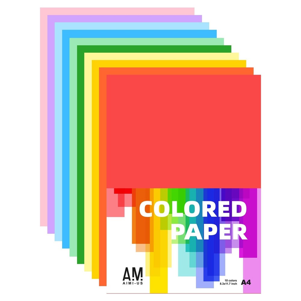 AIMI Assorted Colors Bulk for School Supplies A4 Copy Paper Construction Pape...