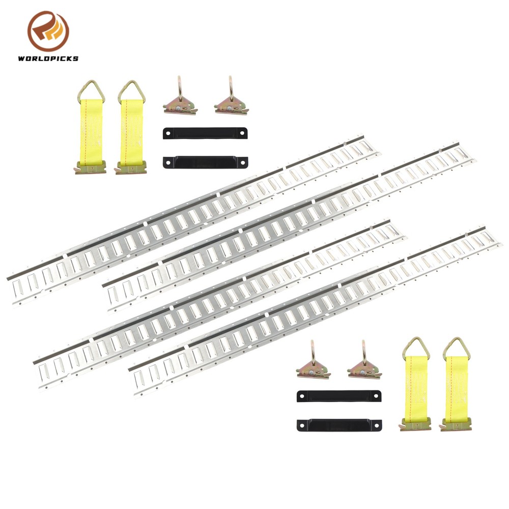 5' E-Track Kit Rails Silver Galvanized 16 Pack Heavy Duty Tie Down System Steel