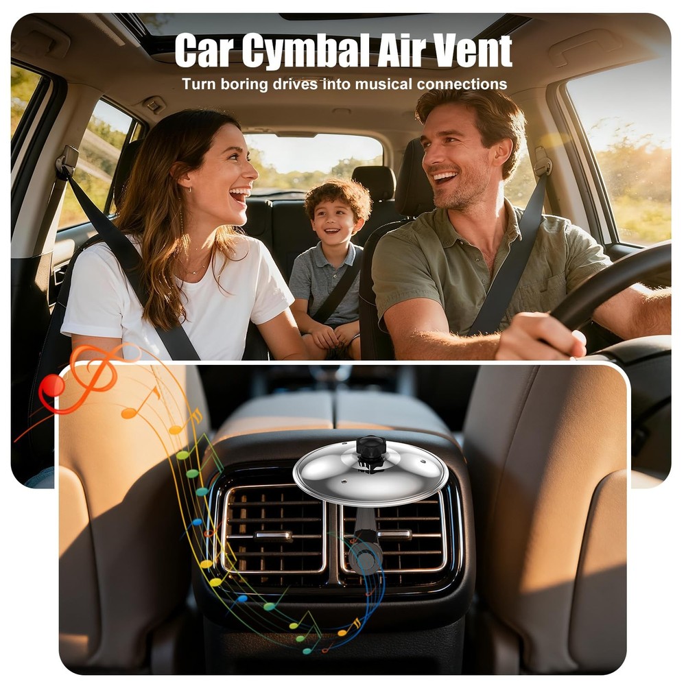 Car Cymbal Air Vent Mini Drum Crash Set Stick Thumb Compact Silver
