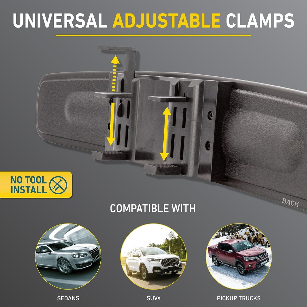 17” Panoramic Rear View Mirror – Universal Wide Angle Rear View Mirror for Ca...