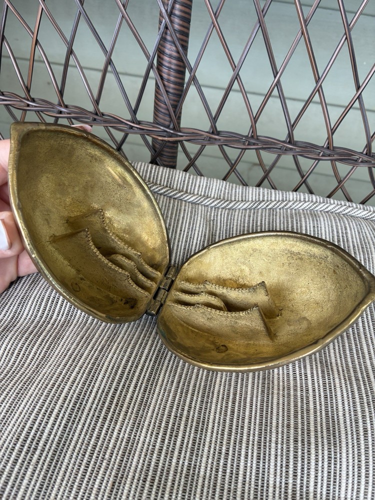 Vintage Solid Brass Nut Cracker Walnut Shaped NutCracker