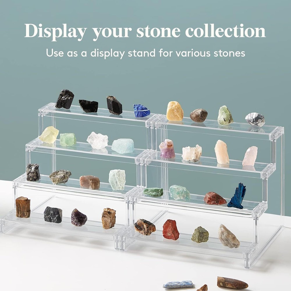 Lifewit 4 Tier Clear Display Risers Stand, Plastic transparent color