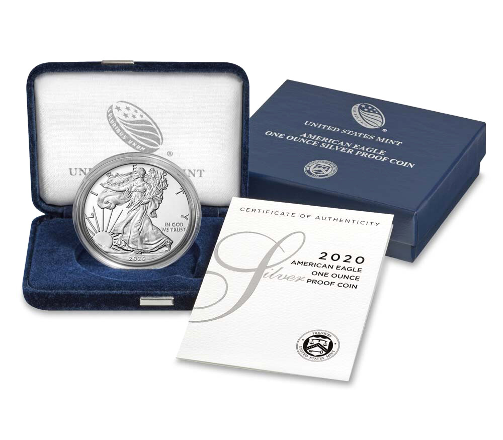 2020-W Proof $1 American Silver Eagle Box, OGP & COA