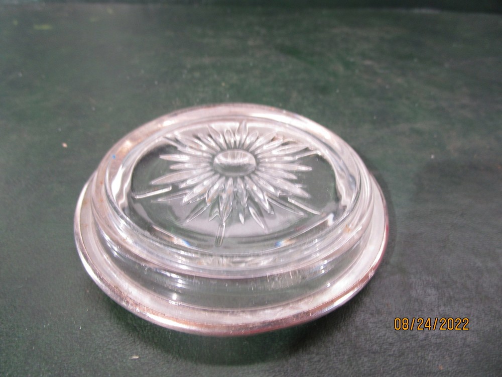 Vintage Leonard Silver Plate & Glass 4" Starburst Coaster
