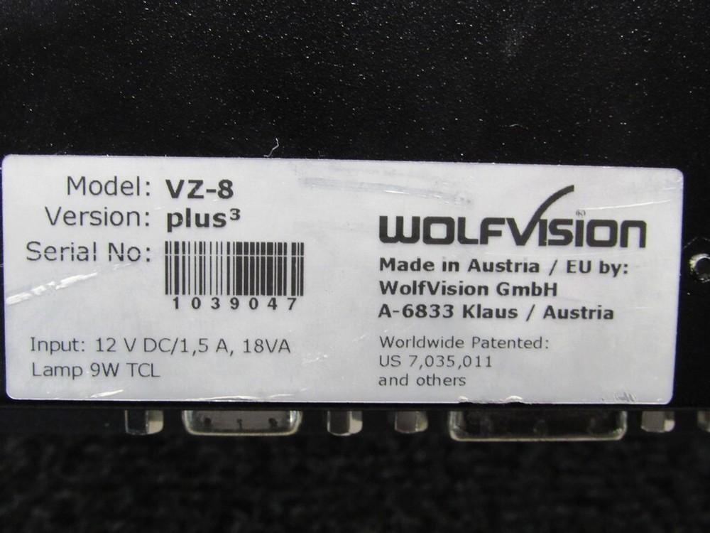 WolfVision Model VZ-8 Plus 3 Visualizer/Document Camera *Tested*