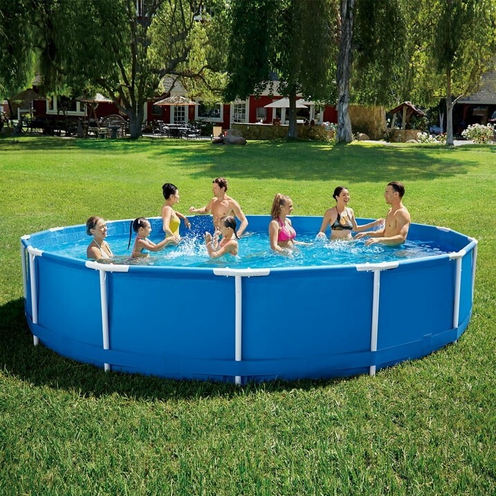 SUMMER WAVES 15 FT ROUND ACTIVE FRAME ABOVE GROUND POOL, BLUE *DISTRESSED PKG
