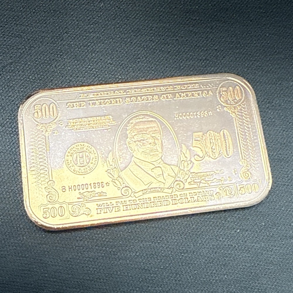 1 Oz $500 BANKNOTE Copper .999 Fine Bar