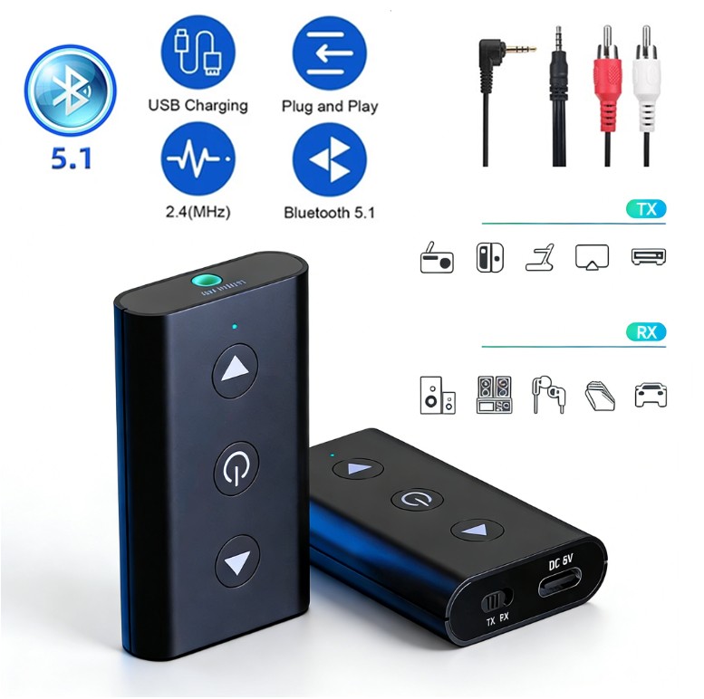 GTMEDIA Wireless Bluetooth 5.1 Audio Transmitter Receiver Adapter for Airplane