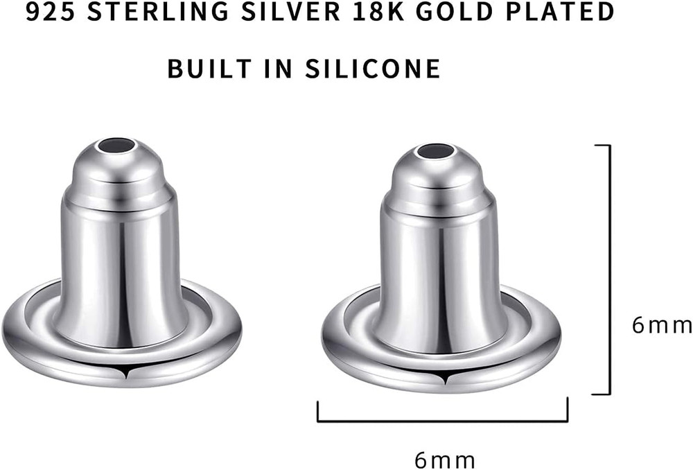 2 Pairs Earring Backs for Studs Secure,925 Sterling Silver Earrings Backs Replac
