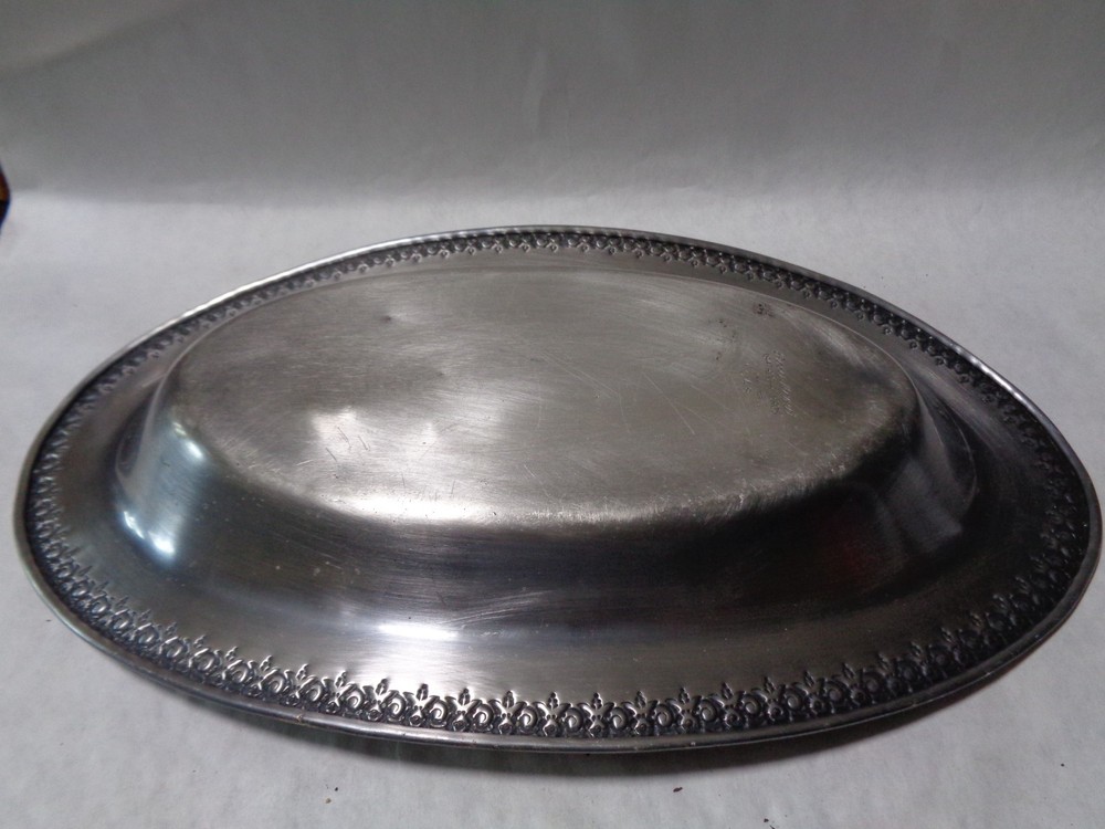 Silver Plate Serving Tray - 12¾" x 7½" ***Has bends & dents***